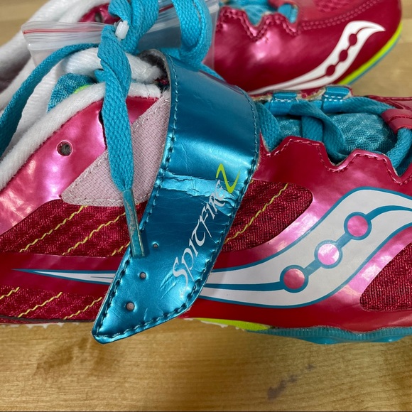 Saucony Spitfire 2 Track Spike Shoes Pink/Blue Women’s Size 9.5 - Picture 7 of 8